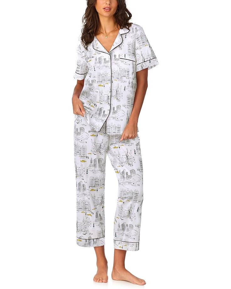 Пижама Bedhead PJs Short Sleeve Cotton Knit Cropped Pajama Set, цвет City That Never Sleeps 
Пижама Bedhead PJs Short Sleeve Cotton Knit Cropped Pajama Set, цвет City That Never Sleeps