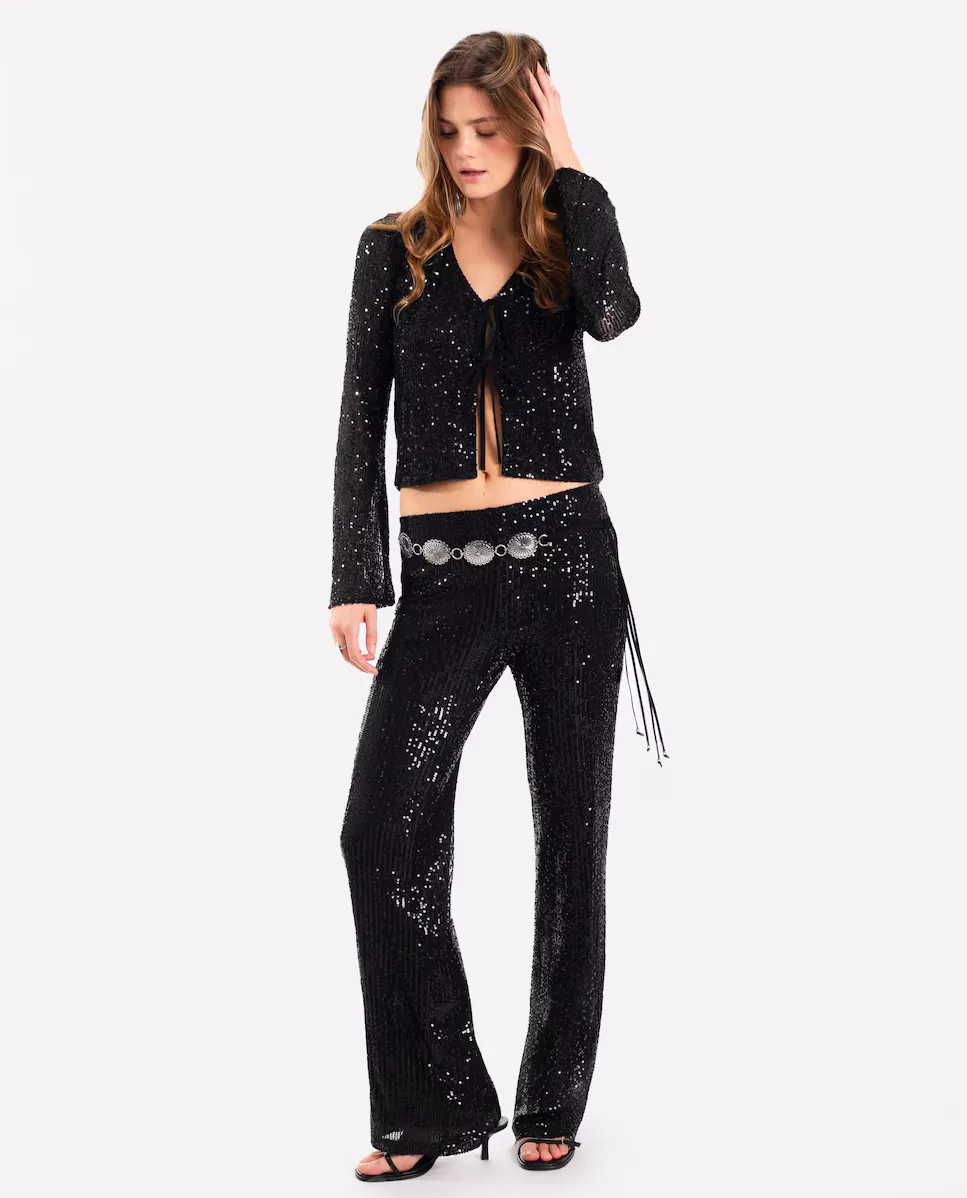 Женские брюки прямого кроя с пайетками и эластичным поясом The-Are, черный
Женские брюки прямого кроя с пайетками и эластичным поясом The-Are, черный