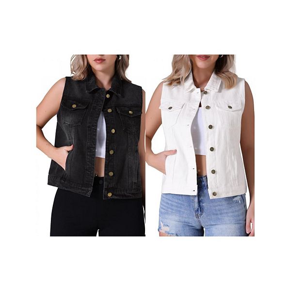 2 упаковки женский джинсовый жилет на пуговицах с накладными карманами, потертый, без рукавов Inspire Chic, White Black
2 упаковки женский джинсовый жилет на пуговицах с накладными карманами, потертый, без рукавов Inspire Chic, White Black