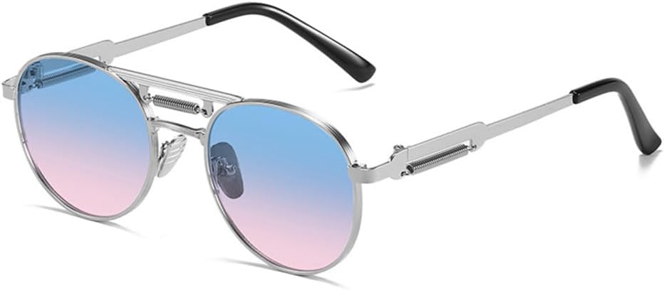 Ретро-металлические панк круглые солнцезащитные очки для женщин, прозрачные зеркальные линзы с градиентным переходом, защита от УФ-излучения UV400, солнцезащитные очки для мужчин LANGSER, Silver Blue Pink
Ретро-металлические панк круглые солнцезащитные очки для женщин, прозрачные зеркальные линзы с градиентным переходом, защита от УФ-излучения UV400, солнцезащитные очки для мужчин LANGSER, Silver Blue Pink