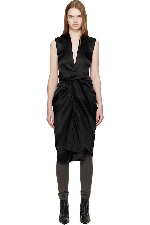 Платье-Миди с запахом и накидкой Temple Rick Owens, черный
Платье-Миди с запахом и накидкой Temple Rick Owens, черный