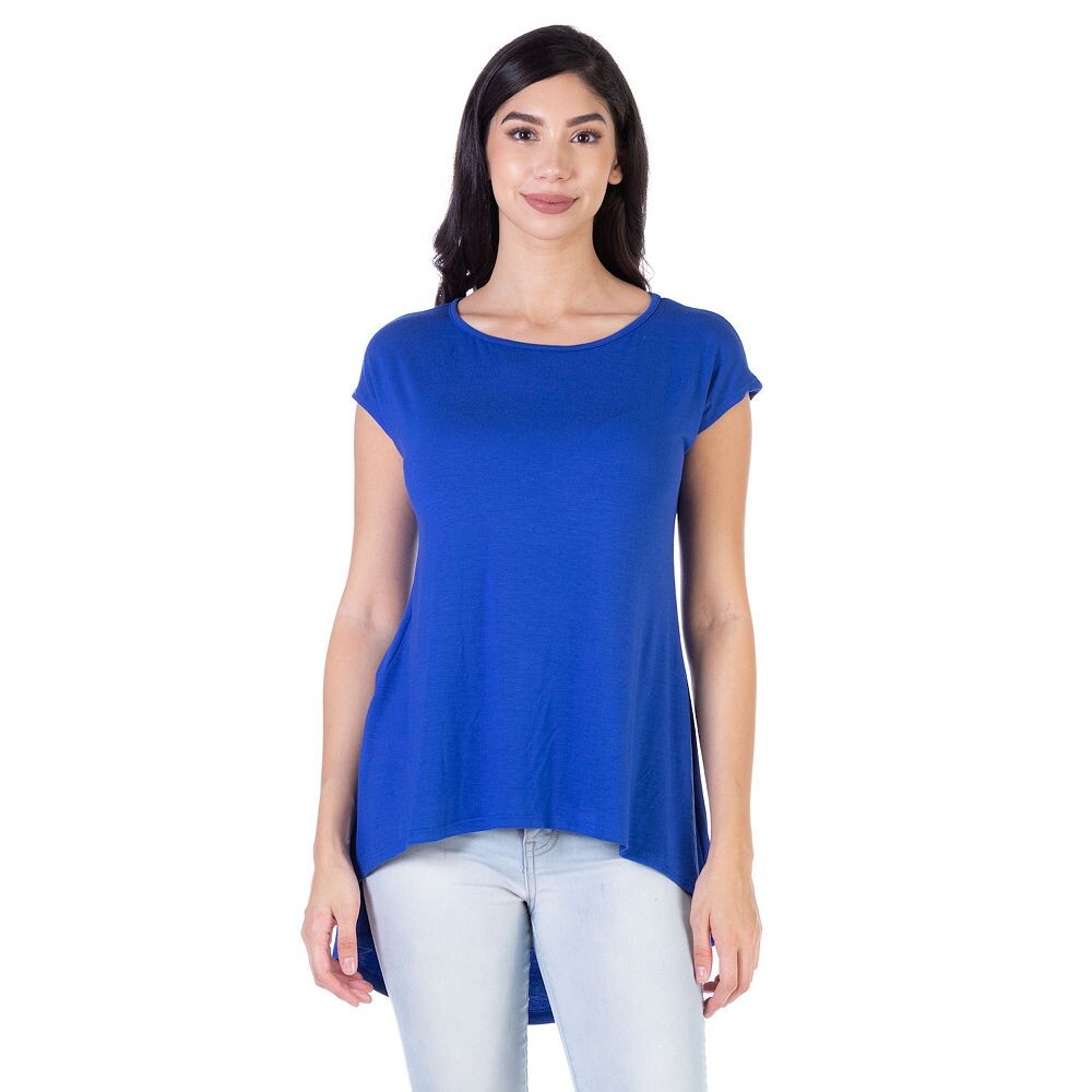 Женская туника с короткими рукавами и высоким низким вырезом 24Seven Comfort Apparel, синий 
Женская туника с короткими рукавами и высоким низким вырезом 24Seven Comfort Apparel, синий