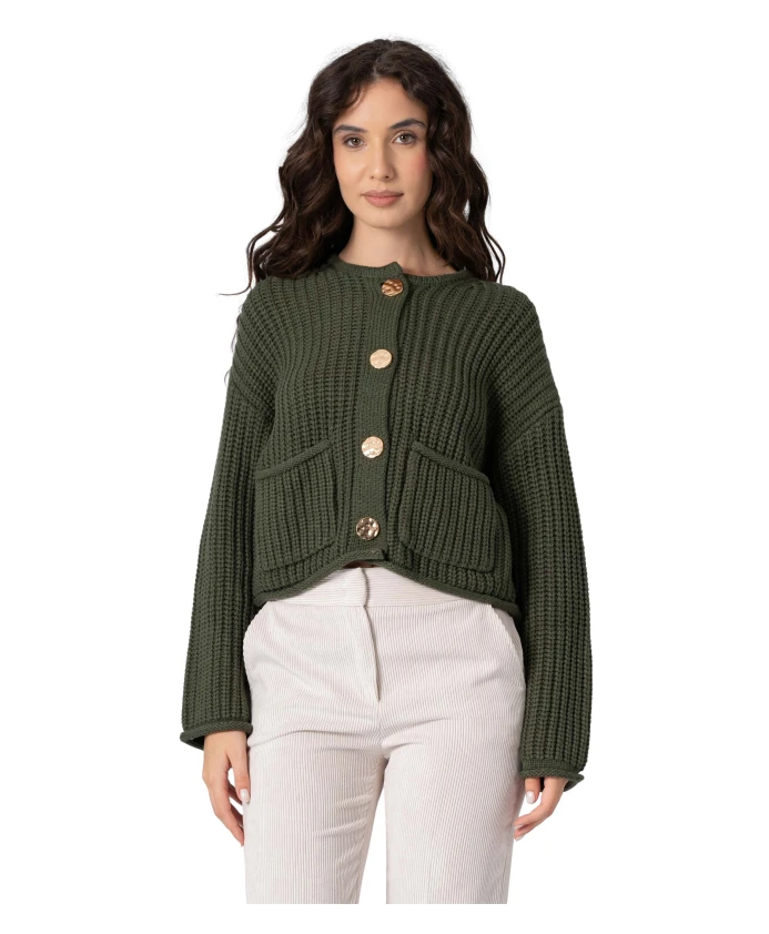 Короткий кардиган крупной вязки Kocca, зеленый
Короткий кардиган крупной вязки Kocca, зеленый