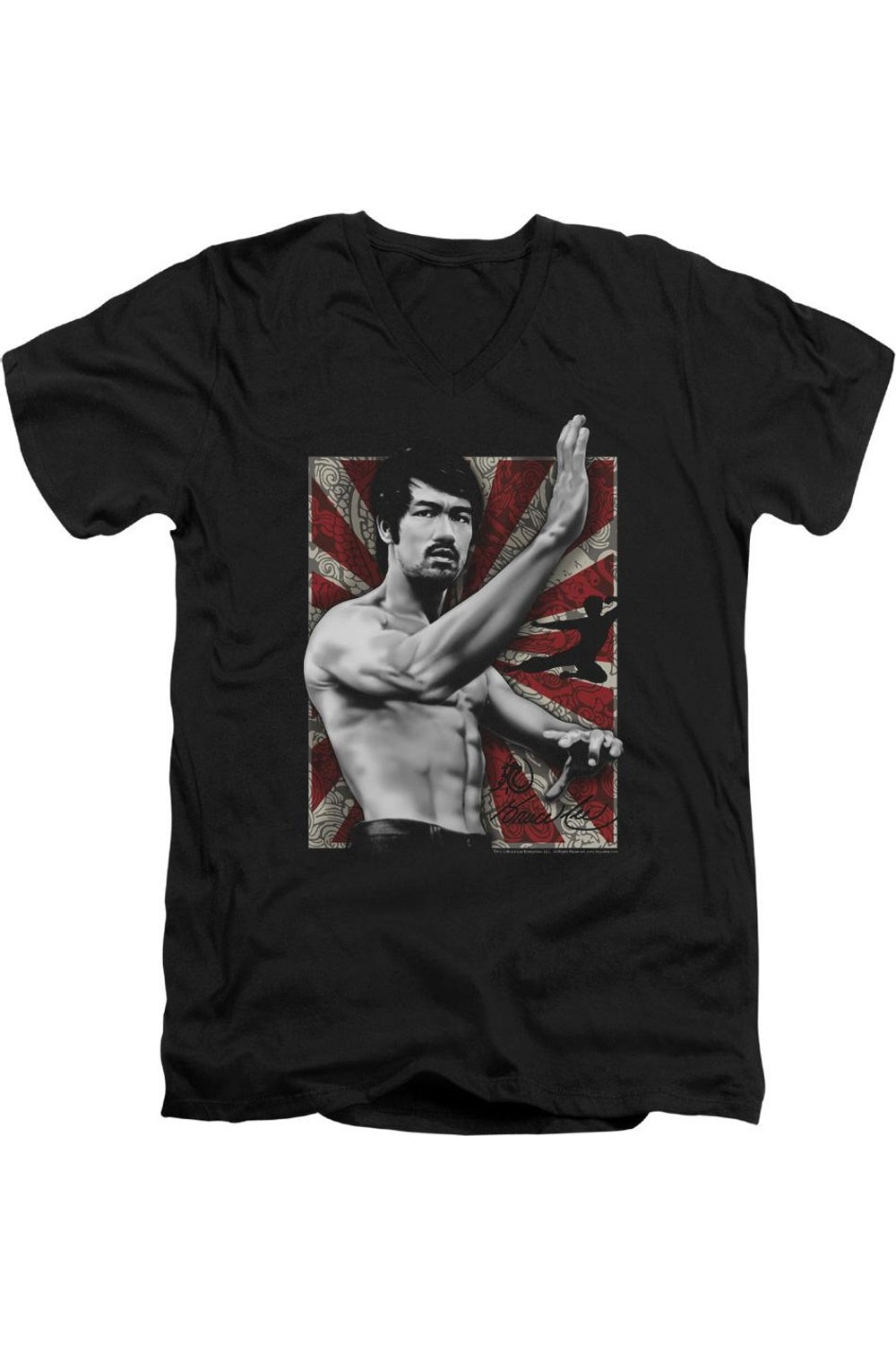 Футболка с коротким рукавом и V-образным вырезом для взрослых Bruce Lee Concentrate Gildan, черный 
Футболка с коротким рукавом и V-образным вырезом для взрослых Bruce Lee Concentrate Gildan, черный