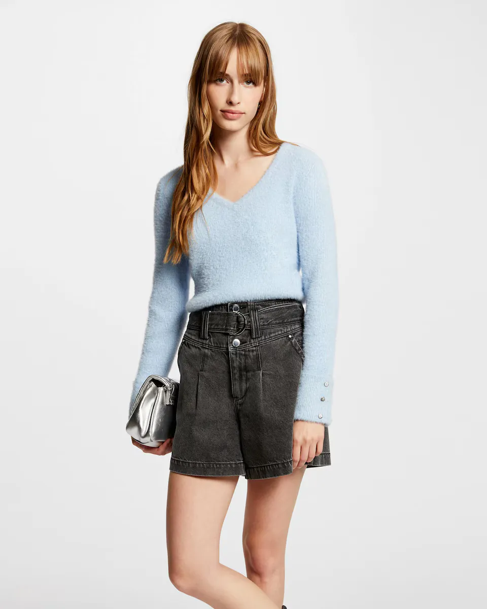 Женский свитер с длинными рукавами и V-образным вырезом Morgan, светло-голубой
Женский свитер с длинными рукавами и V-образным вырезом Morgan, светло-голубой