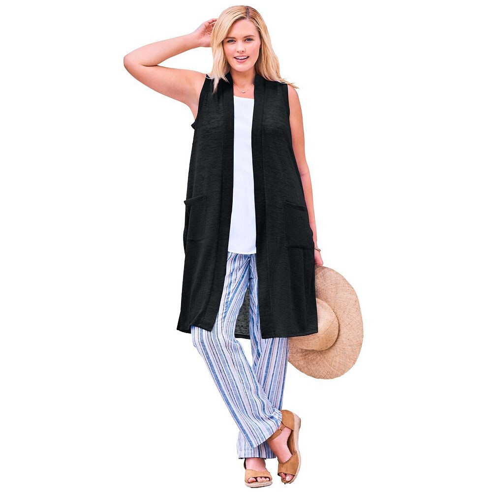 Женщина в женском легком льняном жилете больших размеров Woman Within, черный
Женщина в женском легком льняном жилете больших размеров Woman Within, черный