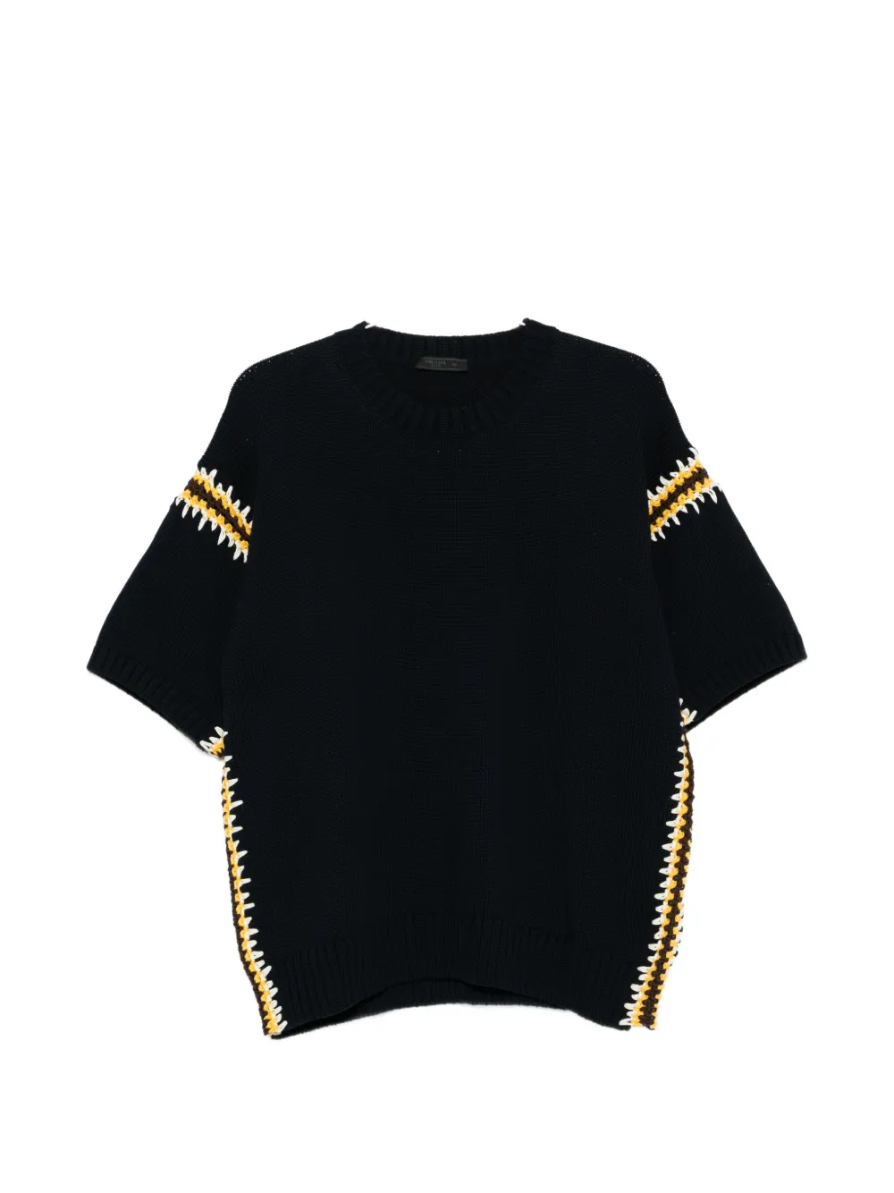 Топ в полоску с короткими рукавами Prada, синий
Топ в полоску с короткими рукавами Prada, синий