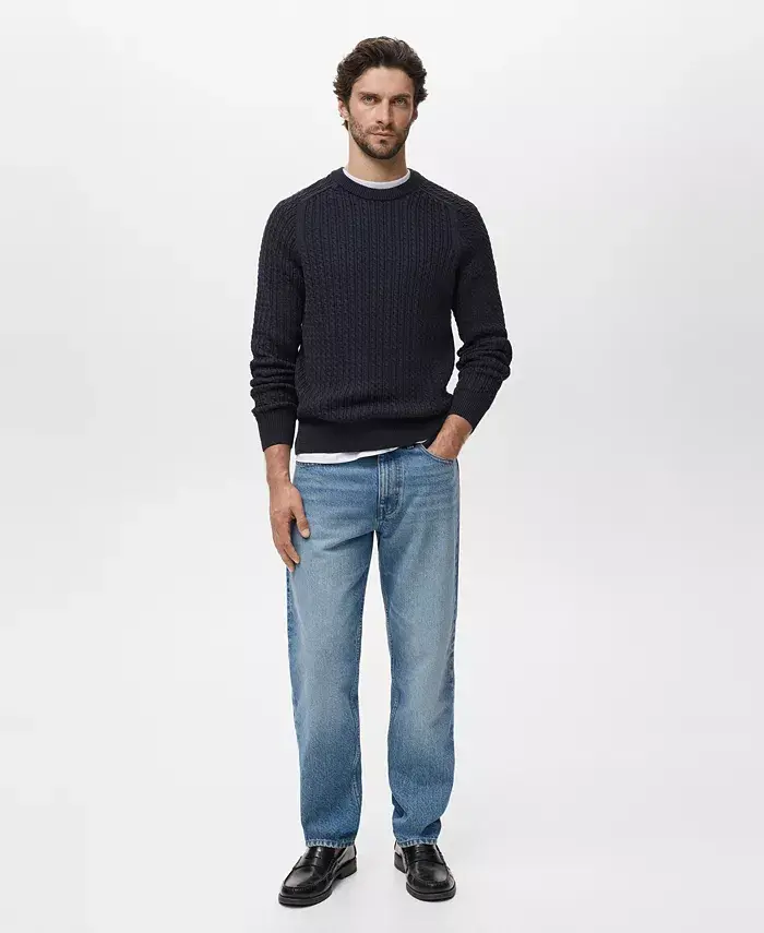 Мужской хлопковый свитер с косой Mango, синий
Мужской хлопковый свитер с косой Mango, синий