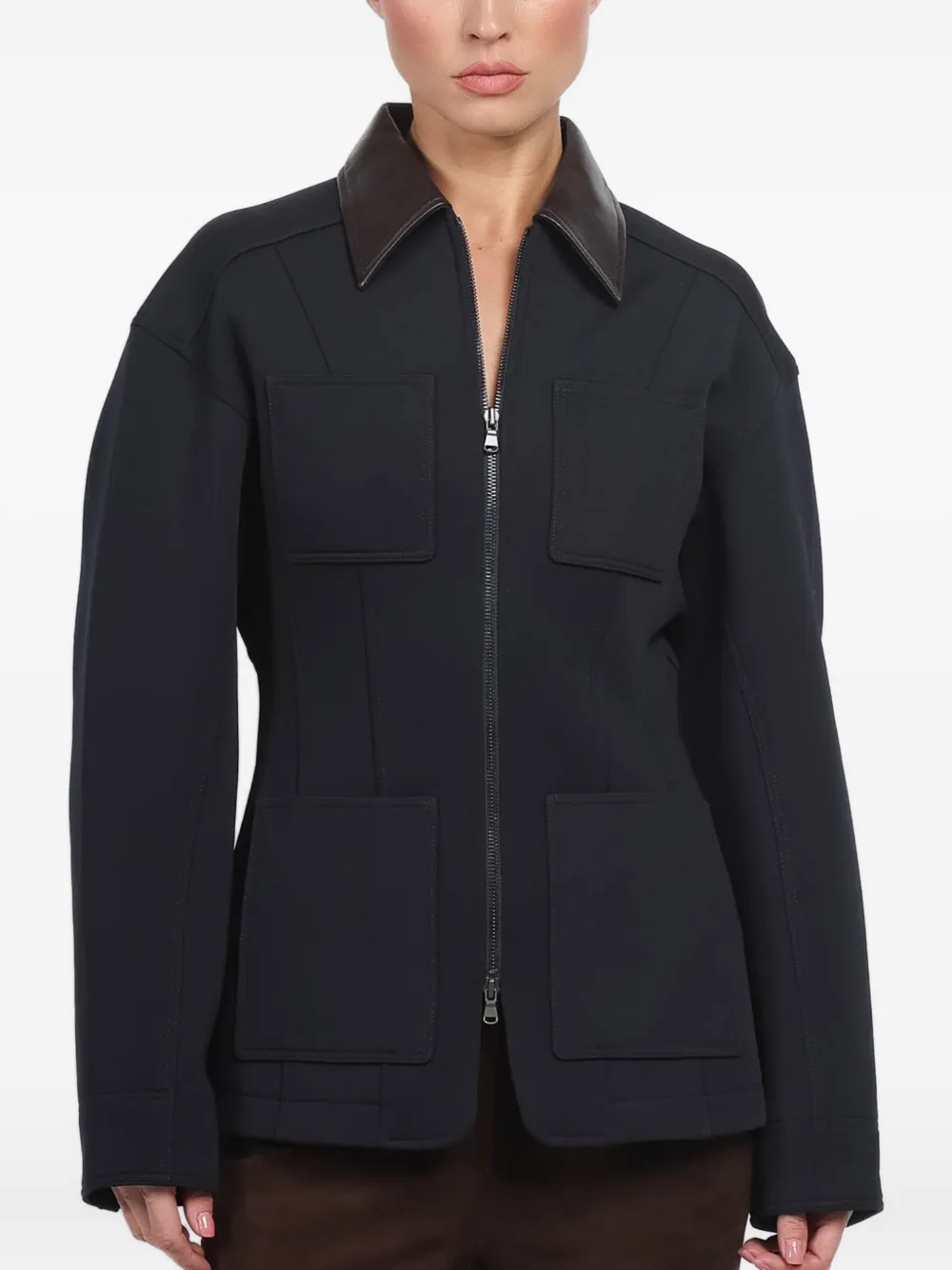 Куртка на молнии с контрастным воротником Tibi, синий
Куртка на молнии с контрастным воротником Tibi, синий