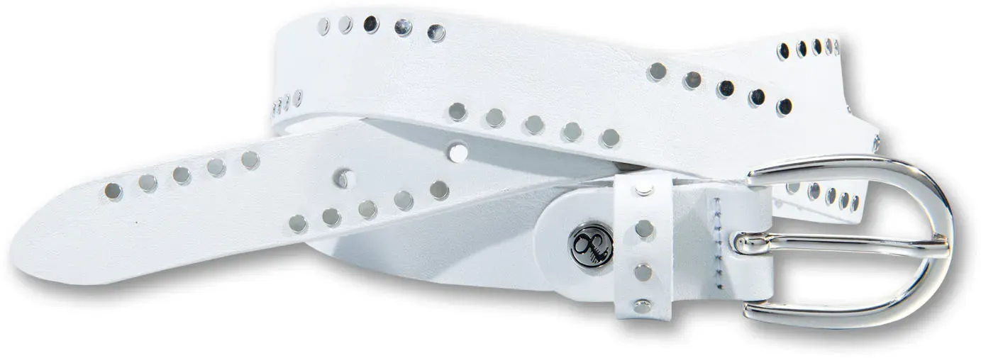 Ремень с заклепками Silbergift, спортивный вариант с частичным применением заклепок, белый
Ремень с заклепками Silbergift, спортивный вариант с частичным применением заклепок, белый