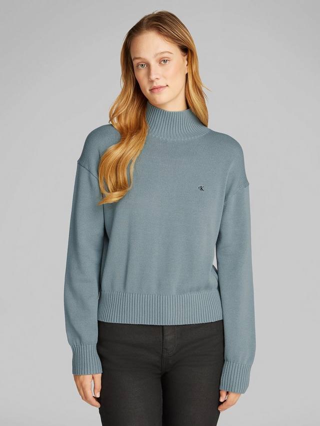 Джемпер с вышитой монограммой и высоким воротом Calvin Klein, серый
Джемпер с вышитой монограммой и высоким воротом Calvin Klein, серый