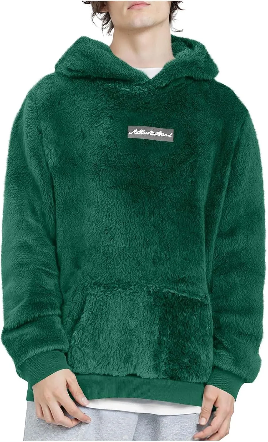 Мужская флисовая толстовка с капюшоном, длинный рукав, с карманом
Мужская флисовая толстовка с капюшоном, длинный рукав, с карманом