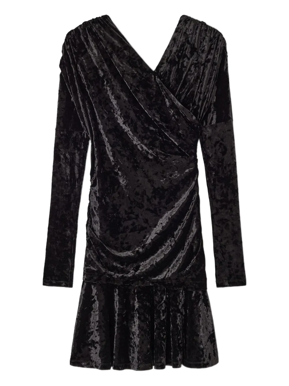 Платье мини со сборками Ganni, черный 
Платье мини со сборками Ganni, черный