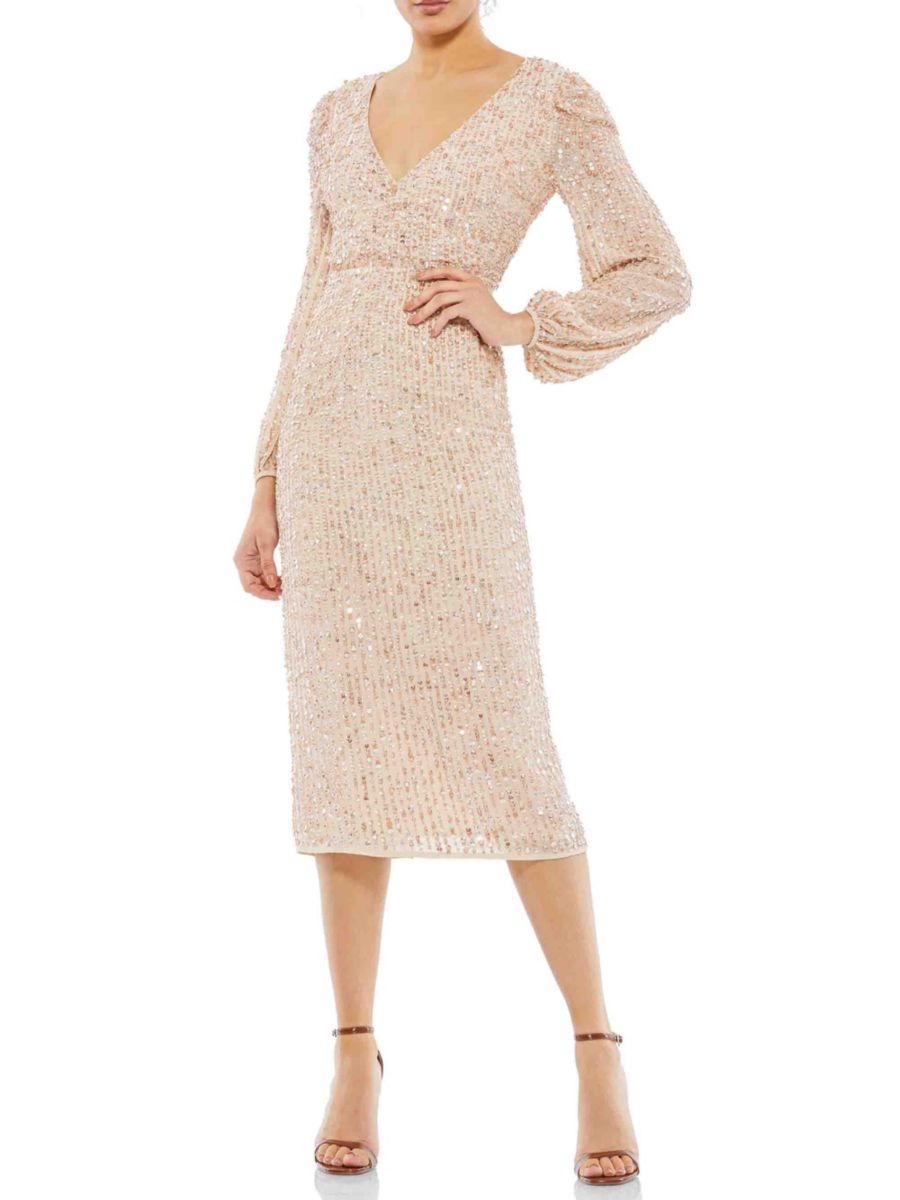 Платье миди с V-образным вырезом и рукавами-буфами, расшитое пайетками Mac Duggal, бежевый
Платье миди с V-образным вырезом и рукавами-буфами, расшитое пайетками Mac Duggal, бежевый