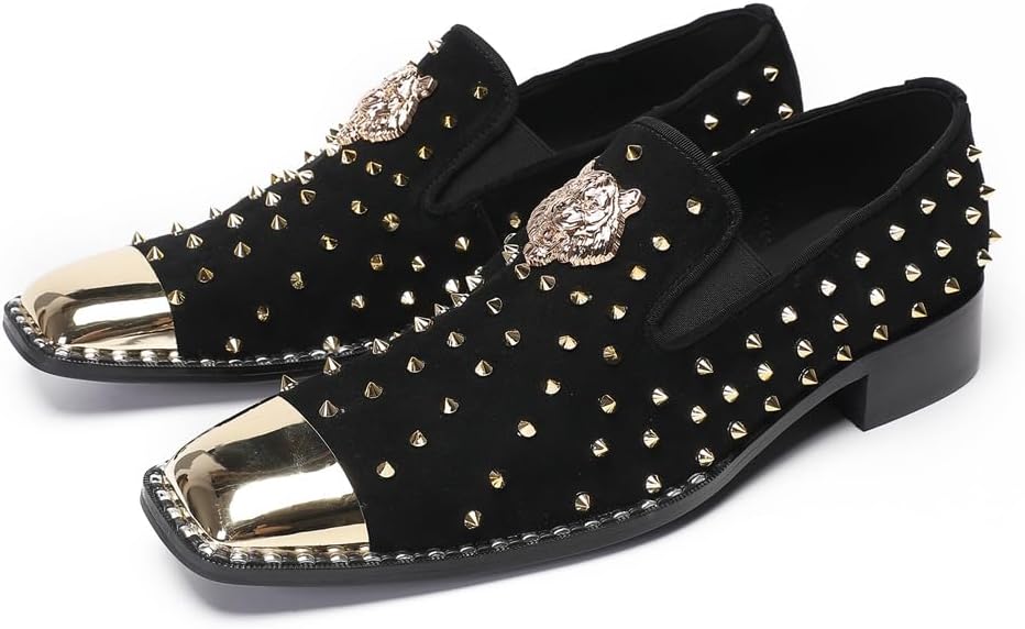 Мужские лоферы с шипами, пенни-лоферы, замшевые слипоны с золотым металлическим носком и твиражным тигровым эмблемой, свадебные диско-бальные мокасины Dacnakby
Мужские лоферы с шипами, пенни-лоферы, замшевые слипоны с золотым металлическим носком и твиражным тигровым эмблемой, свадебные диско-бальные мокасины Dacnakby