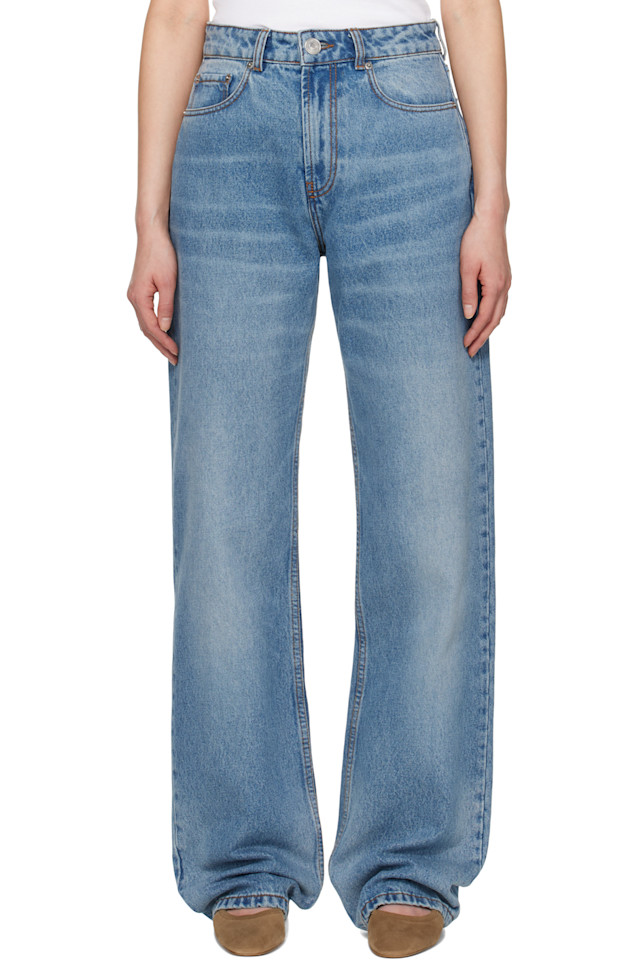 Хлопковые джинсы свободного кроя Large Fit Ami Paris, синий 
Хлопковые джинсы свободного кроя Large Fit Ami Paris, синий