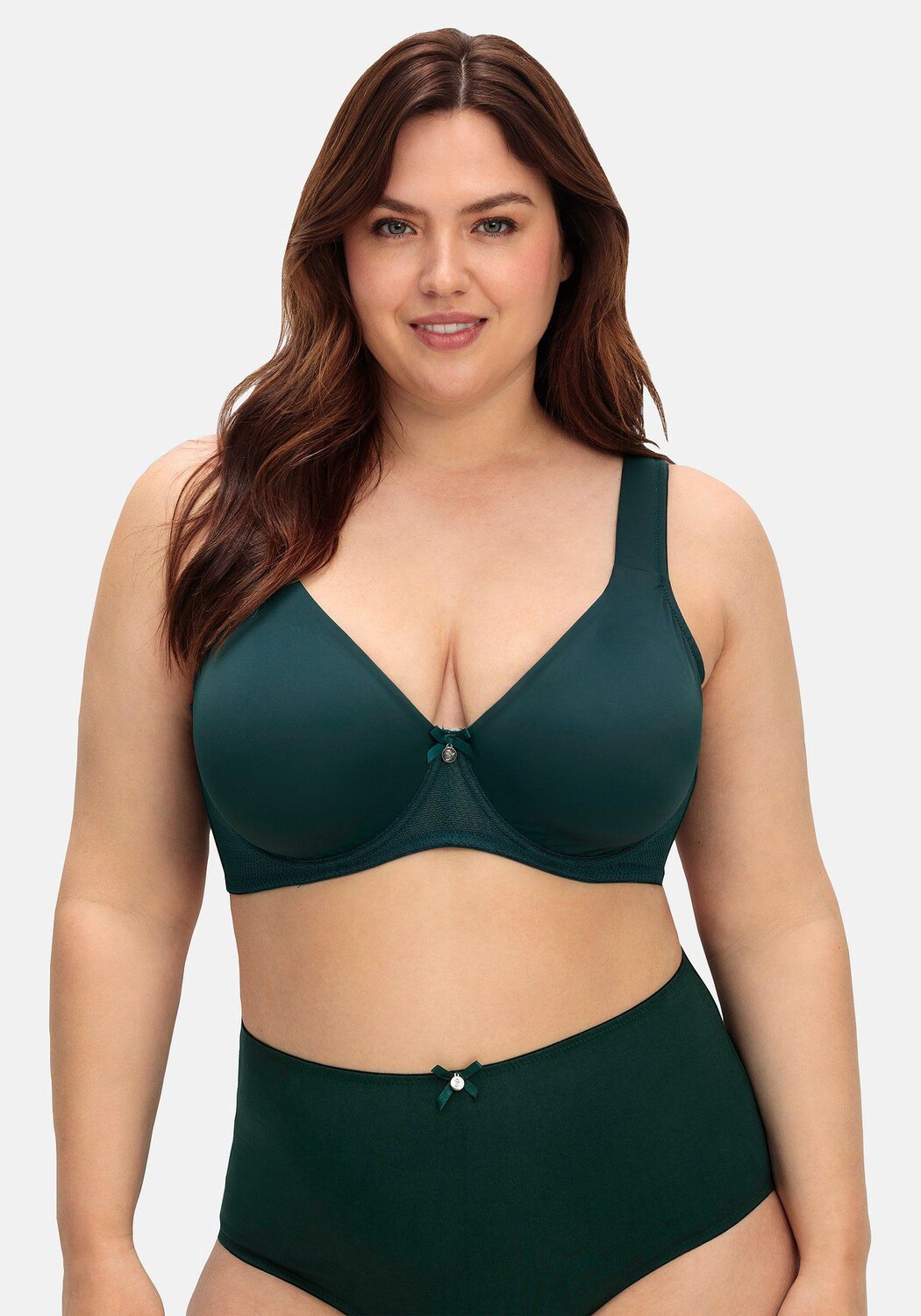 Комфортный бюстгальтер с двойными слоями и непрозрачной отделкой Sheego, темно-зеленый
Комфортный бюстгальтер с двойными слоями и непрозрачной отделкой Sheego, темно-зеленый
