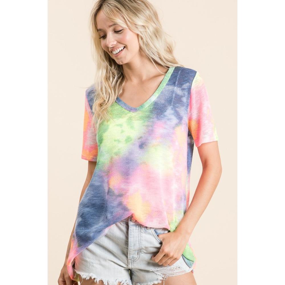 Топ с глубоким U-образным вырезом и принтом тай-дай TRUEDAMES, синий/н.желтый
Топ с глубоким U-образным вырезом и принтом тай-дай TRUEDAMES, синий/н.желтый