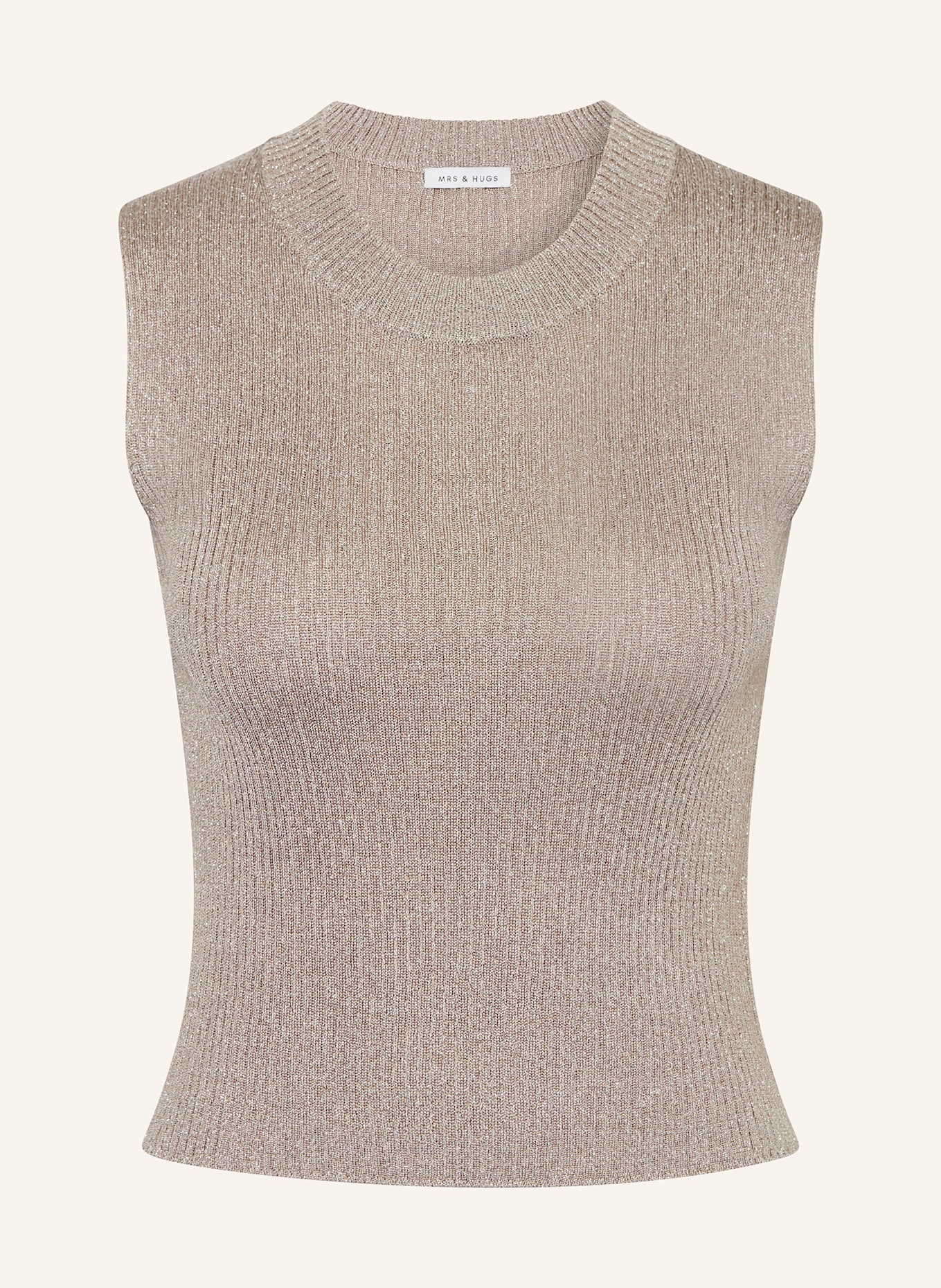Вязаный топ с блестящей пряжей Mrs & Hugs, коричневый
Вязаный топ с блестящей пряжей Mrs & Hugs, коричневый