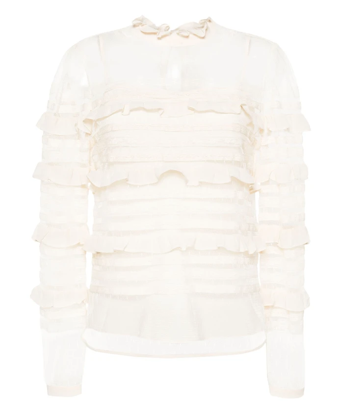 Элегантный топ с рюшами Twinset, бежевый
Элегантный топ с рюшами Twinset, бежевый