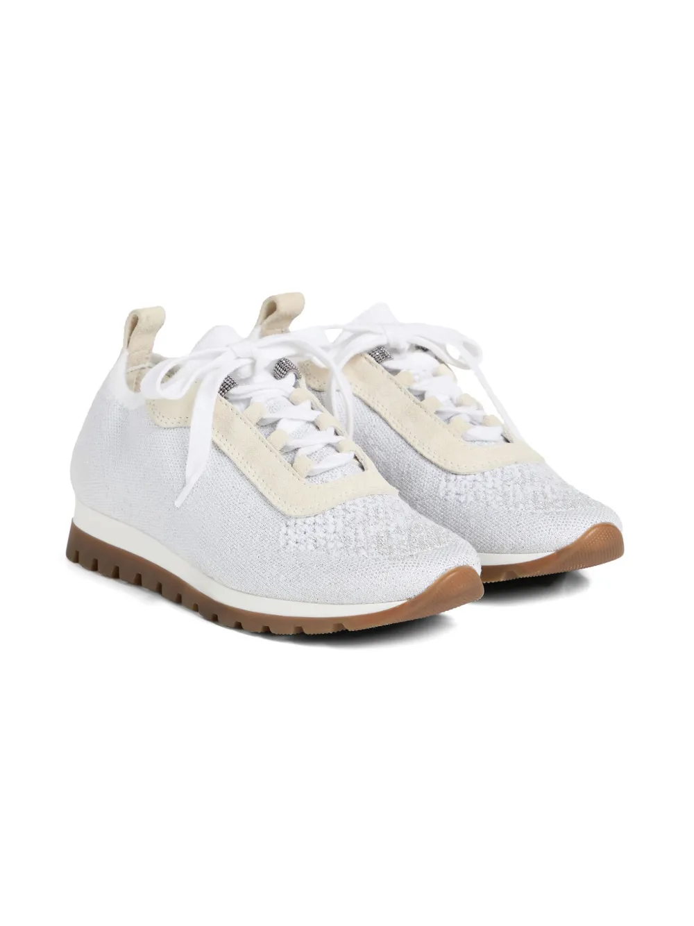 Трикотажные кроссовки Brunello Cucinelli Kids, белый 
Трикотажные кроссовки Brunello Cucinelli Kids, белый