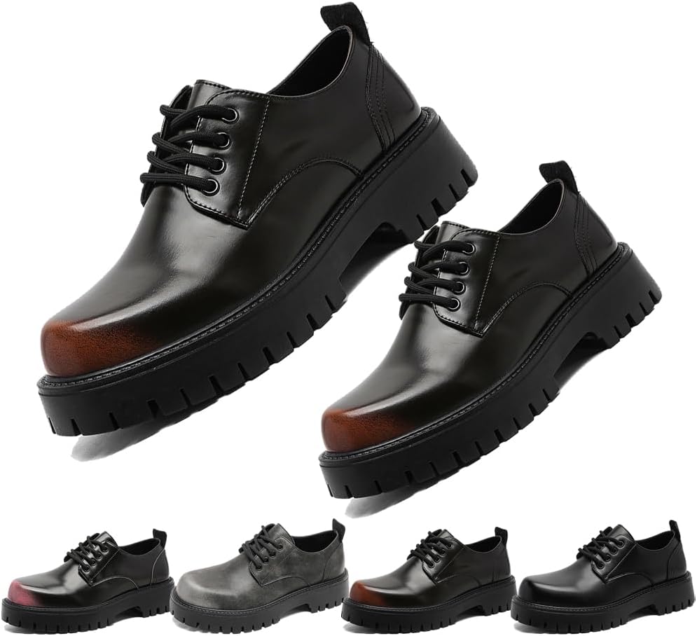 Мужские винтажные кожаные туфли с шнуровкой на платформе, мужские туфли-оксфорды на толстой подошве, нескользящие, водонепроницаемые, для делового и официального стиля Generic, Brown - D 7
Мужские винтажные кожаные туфли с шнуровкой на платформе, мужские туфли-оксфорды на толстой подошве, нескользящие, водонепроницаемые, для делового и официального стиля Generic, Brown - D 7