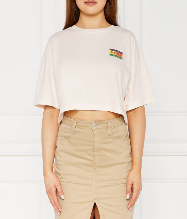 Футболка женская Tommy Jeans с флагом укороченная, экрю 
Футболка женская Tommy Jeans с флагом укороченная, экрю