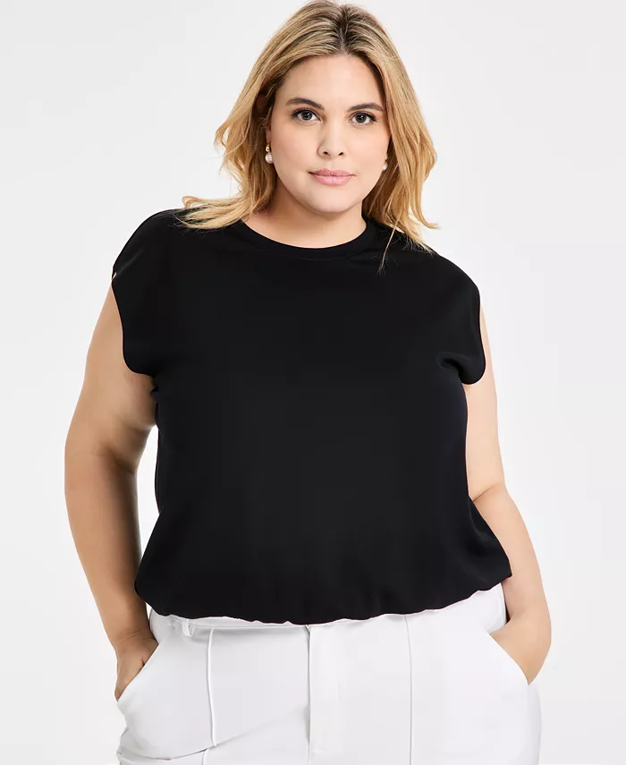 Модный плюс блузон с коротким рукавом и круглым вырезом Bar III, черный
Модный плюс блузон с коротким рукавом и круглым вырезом Bar III, черный