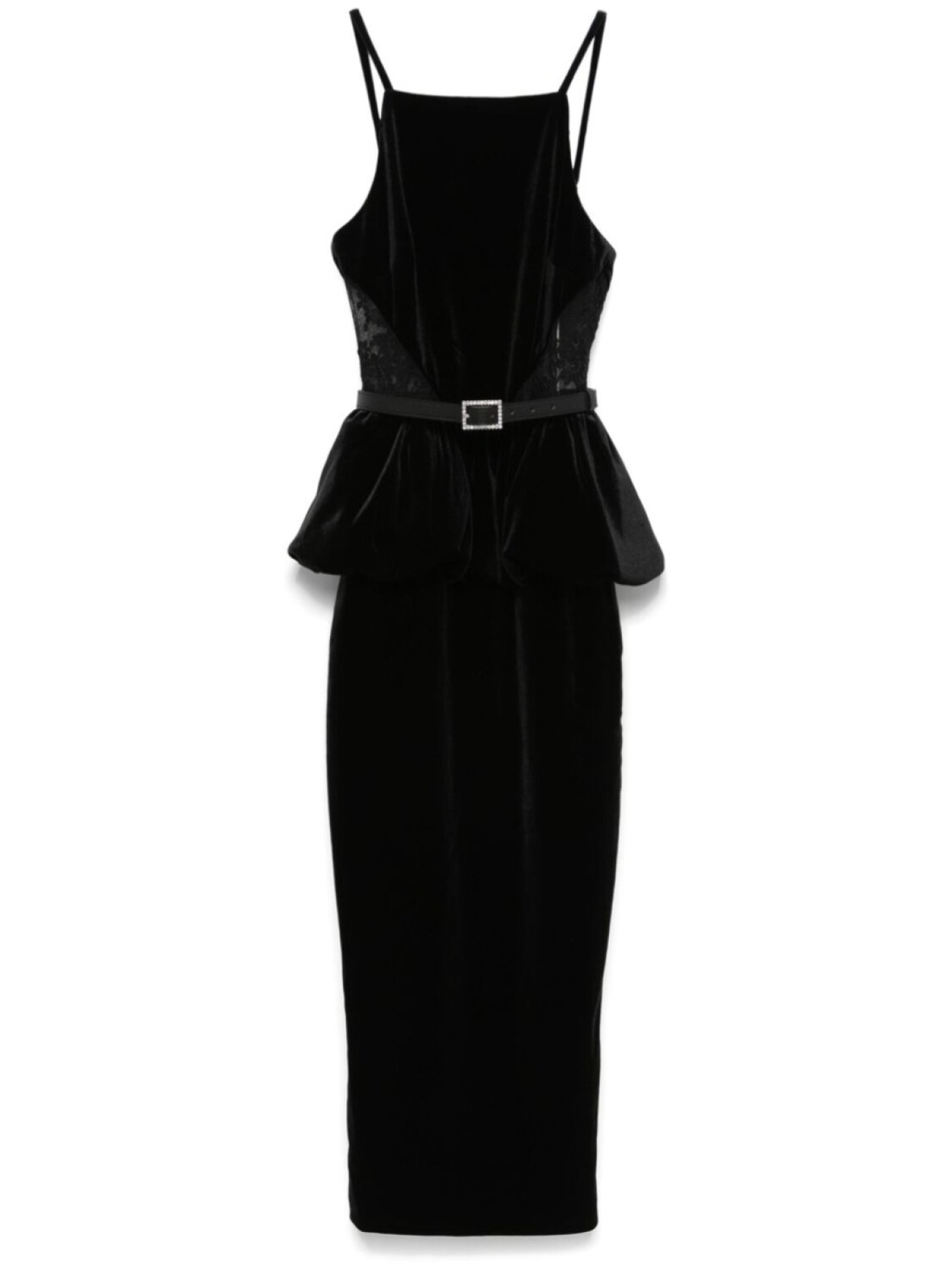 Бархатное платье-миди с баской Self-Portrait, черный
Бархатное платье-миди с баской Self-Portrait, черный