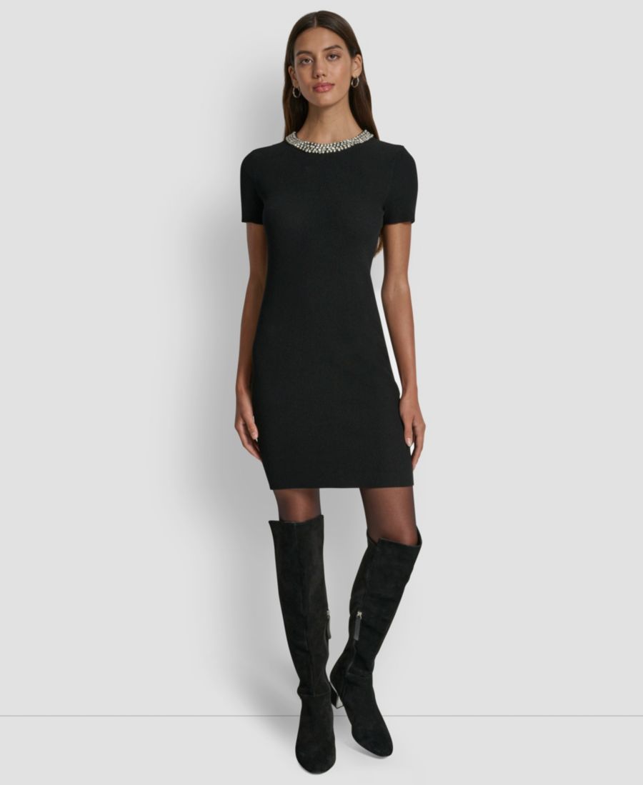 Женское короткое платье с короткими рукавами и украшенным воротником DKNY Jeans, Black
Женское короткое платье с короткими рукавами и украшенным воротником DKNY Jeans, Black