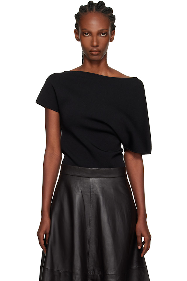 Асимметричная пуловерная трикотажная футболка punto milano Róhe, черный
Асимметричная пуловерная трикотажная футболка punto milano Róhe, черный