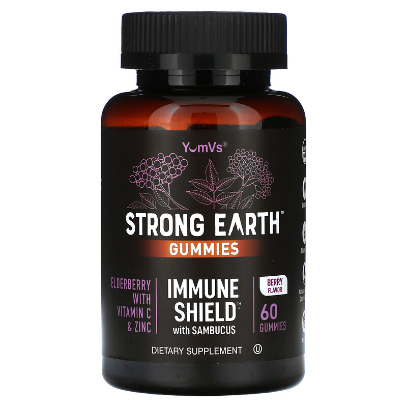 YumVs, Strong Earth, жевательные таблетки Immune Shield с самбукусом, ягодами, 60 жевательных таблеток
YumVs, Strong Earth, жевательные таблетки Immune Shield с самбукусом, ягодами, 60 жевательных таблеток