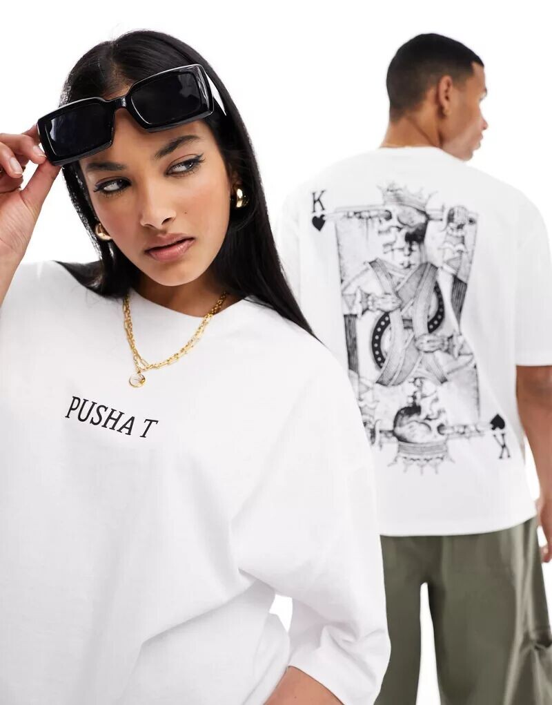 Белая лицензионная футболка унисекс унисекс с графическим принтом Pusha T ASOS
Белая лицензионная футболка унисекс унисекс с графическим принтом Pusha T ASOS