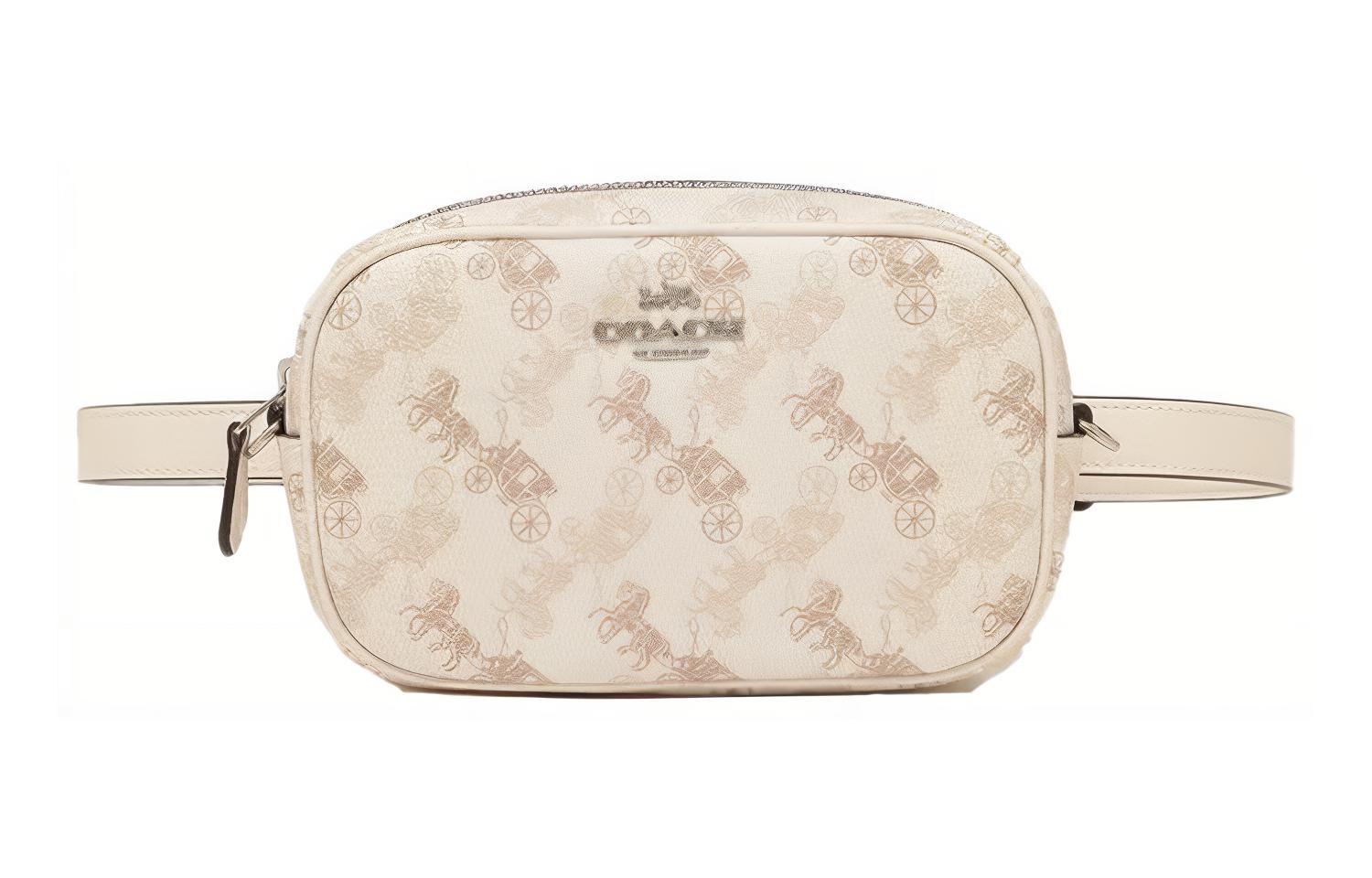 COACH Кожаная наплечная сумка через плечо для фотоаппарата маленькая женская белая