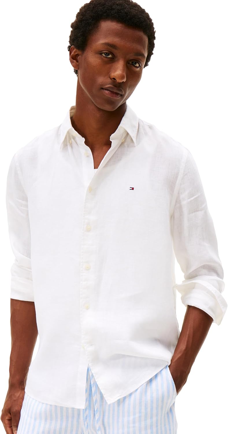 Мужские повседневные льняные рубашки Tommy Hilfiger с длинным рукавом и застежкой на пуговицы, классический крой, White
Мужские повседневные льняные рубашки Tommy Hilfiger с длинным рукавом и застежкой на пуговицы, классический крой, White