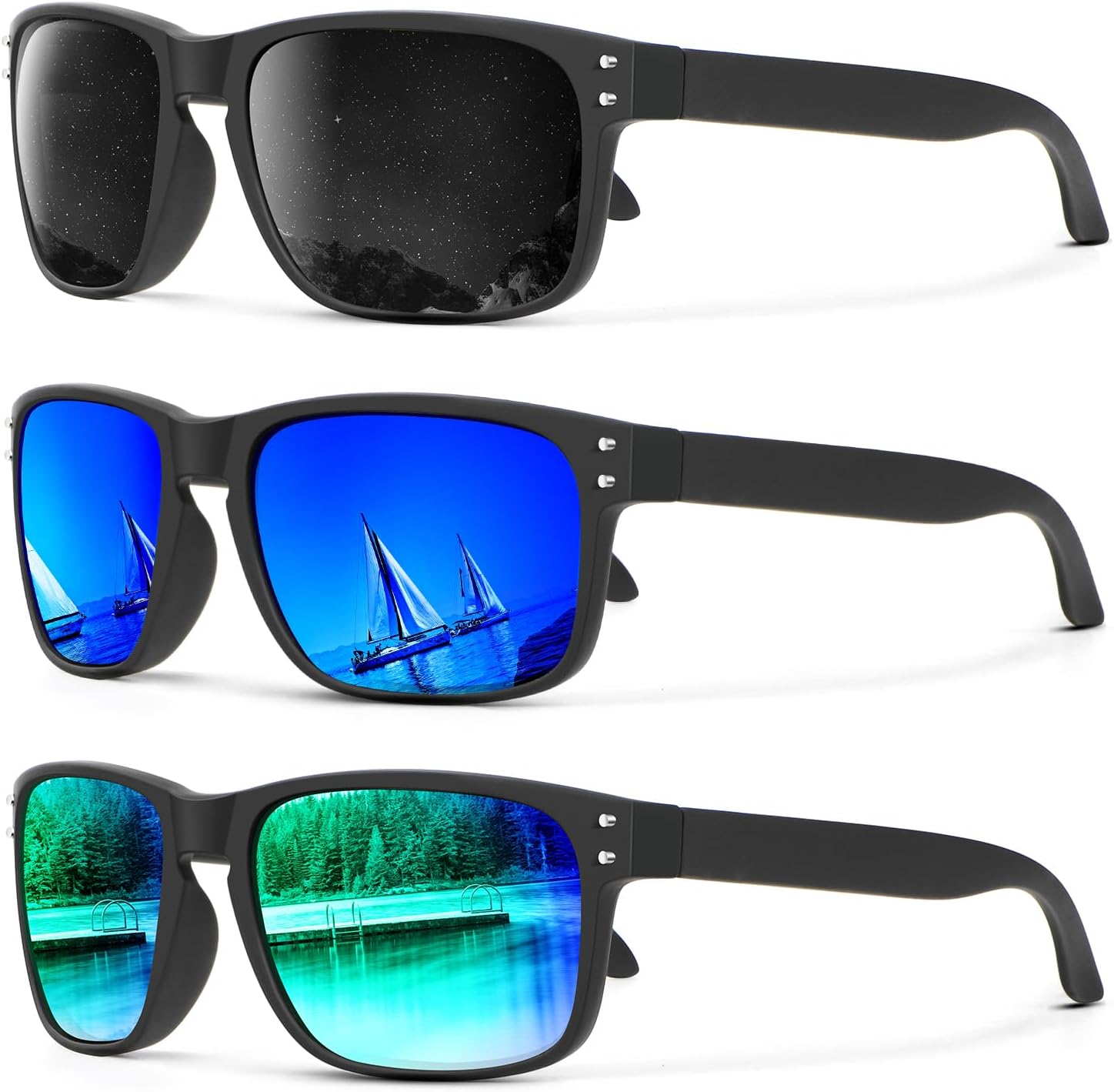 Поляризованные солнцезащитные очки KALIYADI для мужчин и женщин в винтажном стиле, подходят для рыбалки, бега, вождения и защиты от УФ-излучения, (3 Pack) Grey/Dark Blue/Green
Поляризованные солнцезащитные очки KALIYADI для мужчин и женщин в винтажном стиле, подходят для рыбалки, бега, вождения и защиты от УФ-излучения, (3 Pack) Grey/Dark Blue/Green