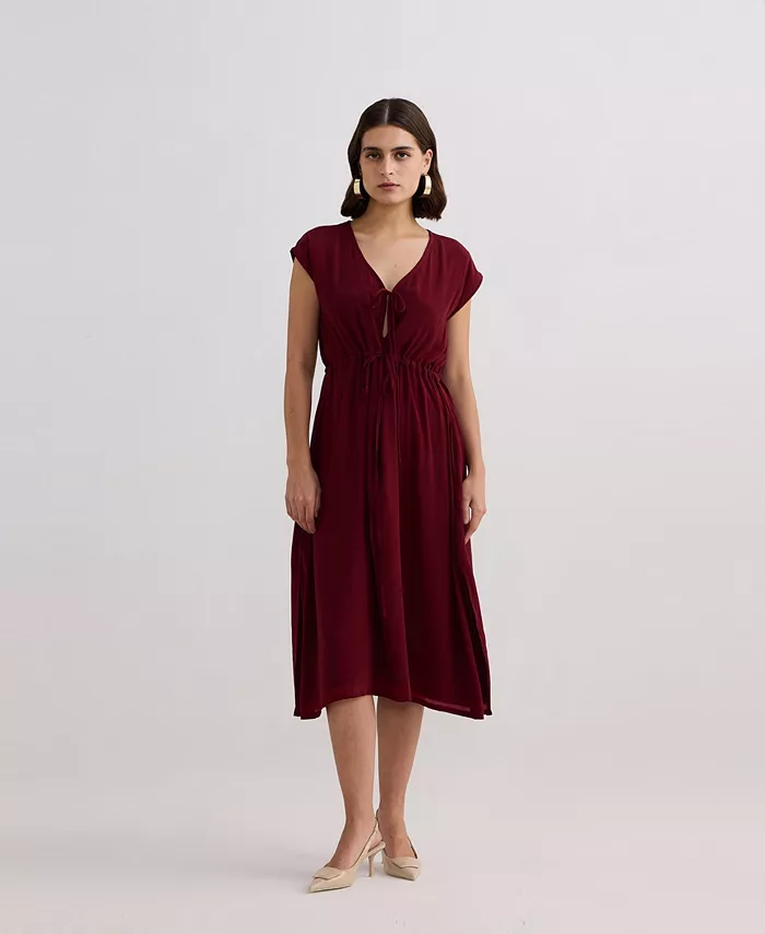 Женское платье с глубоким V-образным вырезом и сборками Reistor, красный
Женское платье с глубоким V-образным вырезом и сборками Reistor, красный