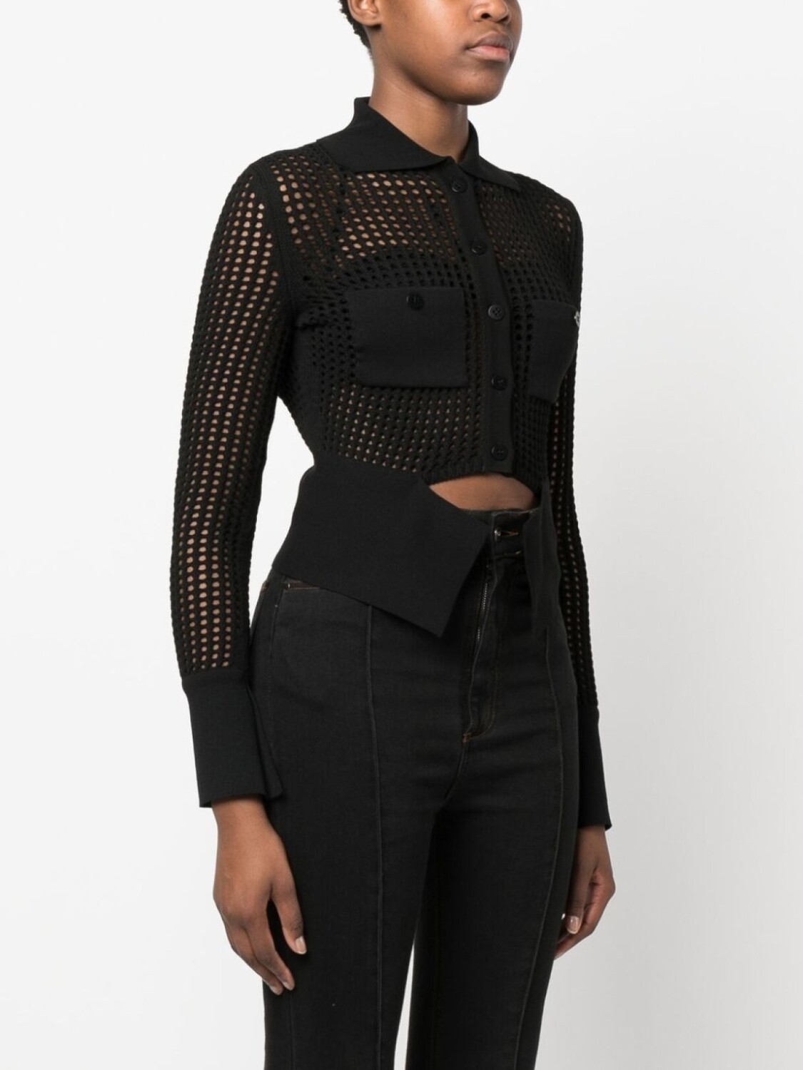 ANDREĀDAMO укороченная рубашка со вставкой, черный
ANDREĀDAMO укороченная рубашка со вставкой, черный