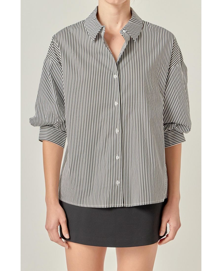 Женская полосатая рубашка на пуговицах English Factory, Black
Женская полосатая рубашка на пуговицах English Factory, Black