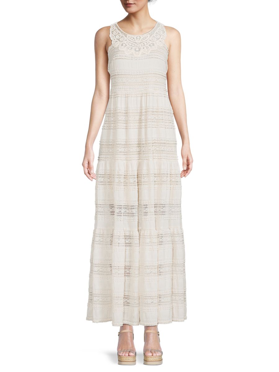 Многоярусное кружевное платье макси Eliza J, слоновая кость
Многоярусное кружевное платье макси Eliza J, слоновая кость