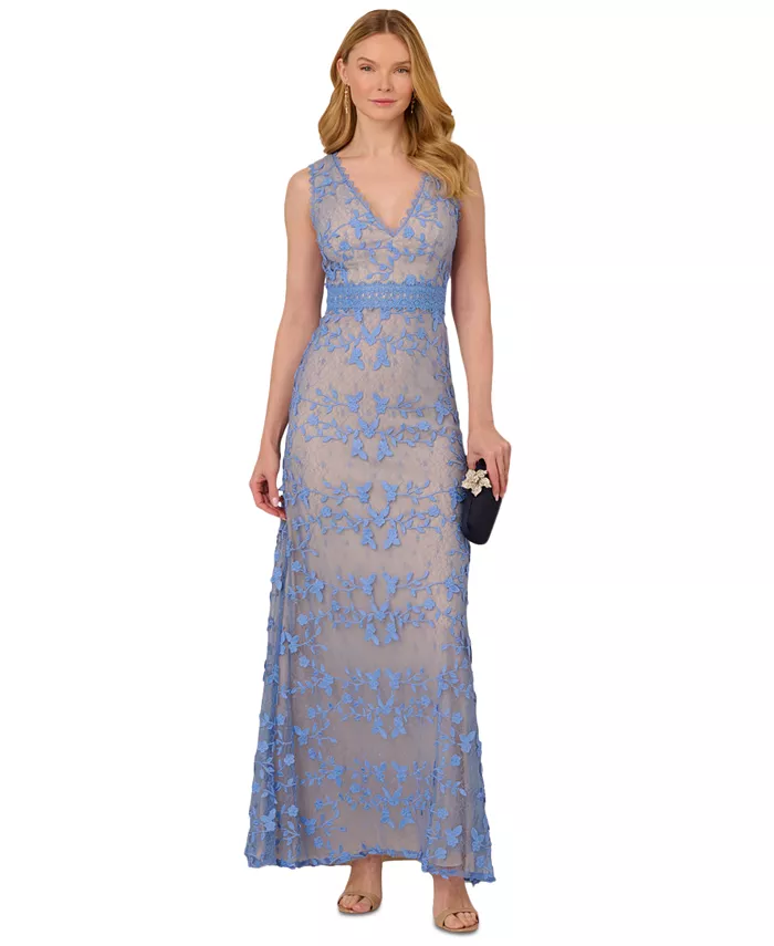 Женское платье с V-образным вырезом и вышивкой из кружева Adrianna Papell, фиолетовый
Женское платье с V-образным вырезом и вышивкой из кружева Adrianna Papell, фиолетовый