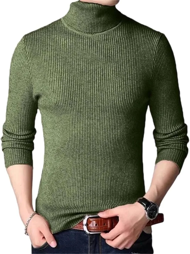 Мужской свитер с длинным рукавом и воротником-стойкой в полоску
Мужской свитер с длинным рукавом и воротником-стойкой в полоску