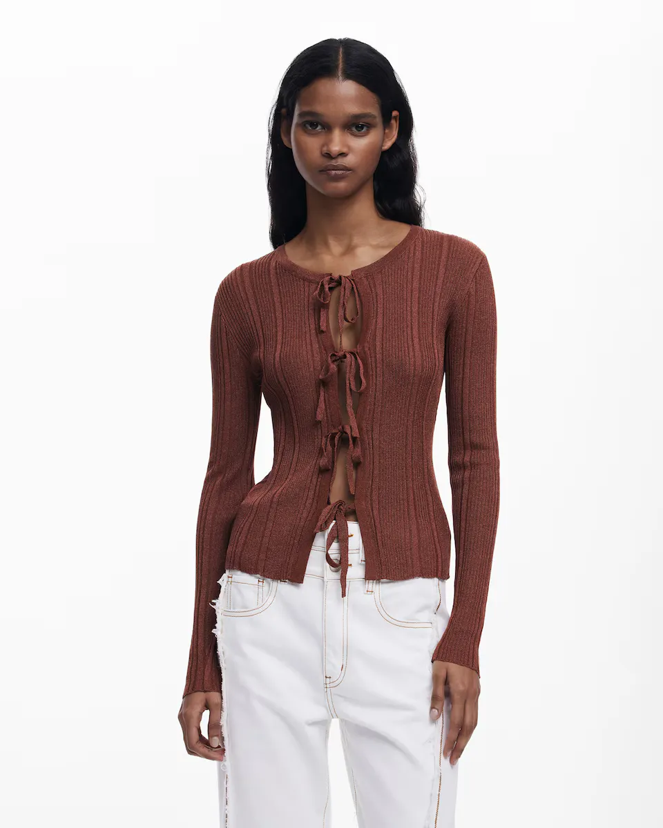 Женская открытая футболка с бантами Desigual, коричневый
Женская открытая футболка с бантами Desigual, коричневый