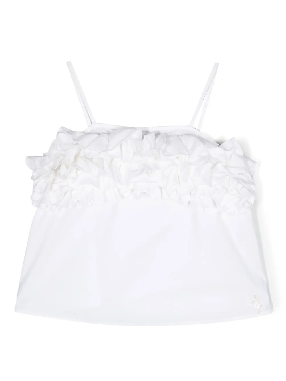 Футболка на тонких бретелях с оборками Miss Blumarine, белый
Футболка на тонких бретелях с оборками Miss Blumarine, белый