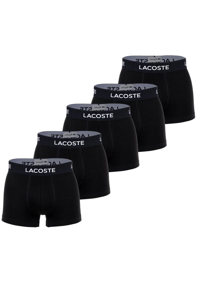 Комплект из 5 трусов-боксеров - повседневные хлопковые эластичные шорты с логотипом на поясе Lacoste, черный
Комплект из 5 трусов-боксеров - повседневные хлопковые эластичные шорты с логотипом на поясе Lacoste, черный
