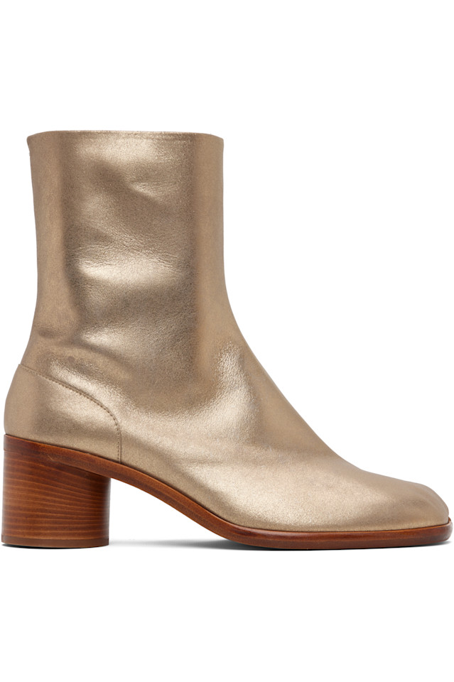 Золотые ботильоны-таби Maison Margiela, кремовый/золотой
Золотые ботильоны-таби Maison Margiela, кремовый/золотой