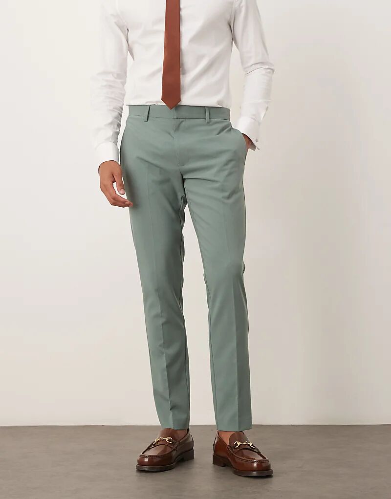 Узкие брюки ASOS DESIGN зеленого цвета 
Узкие брюки ASOS DESIGN зеленого цвета