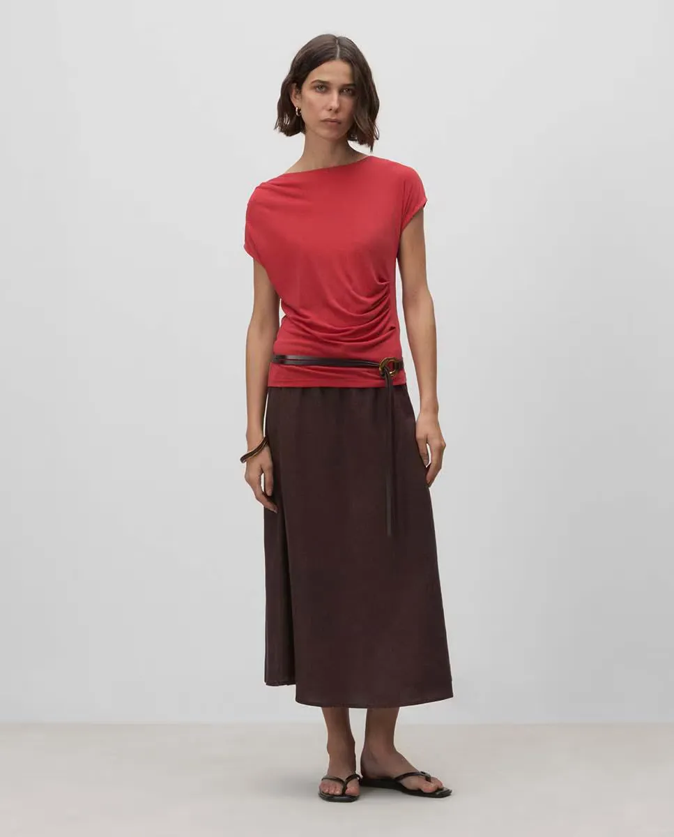 Женская футболка с присборенными рукавами Simorra, красный 
Женская футболка с присборенными рукавами Simorra, красный