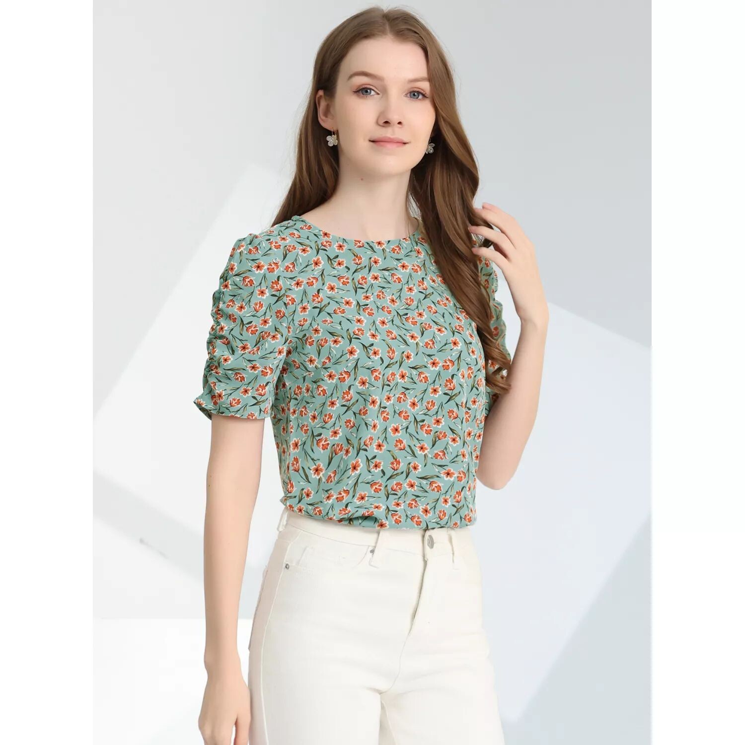 Женская блузка с цветочным принтом, повседневный топ с круглым вырезом и короткими рукавами ALLEGRA K, черный
Женская блузка с цветочным принтом, повседневный топ с круглым вырезом и короткими рукавами ALLEGRA K, черный