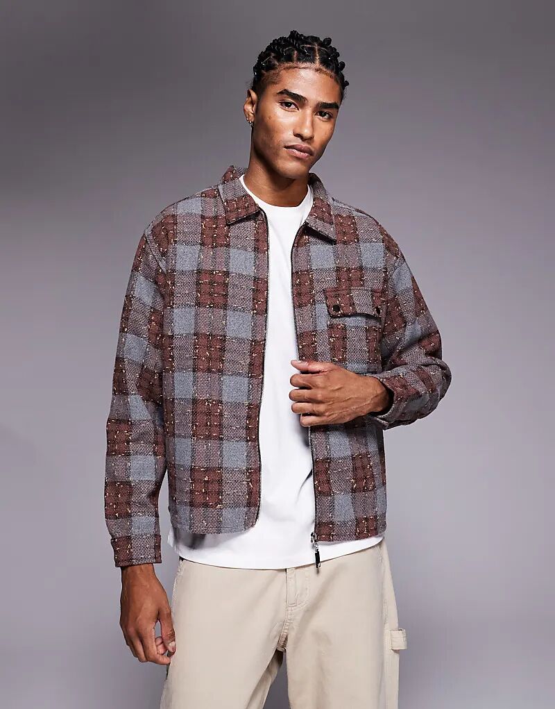 Укороченная фланелевая рубашка Liquor N Poker с длинными рукавами и застежкой-молнией в коричневую клетку в тон
Укороченная фланелевая рубашка Liquor N Poker с длинными рукавами и застежкой-молнией в коричневую клетку в тон